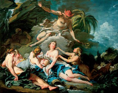 乳児バッカスをニーサのニンフに託す水星 作： François Boucher